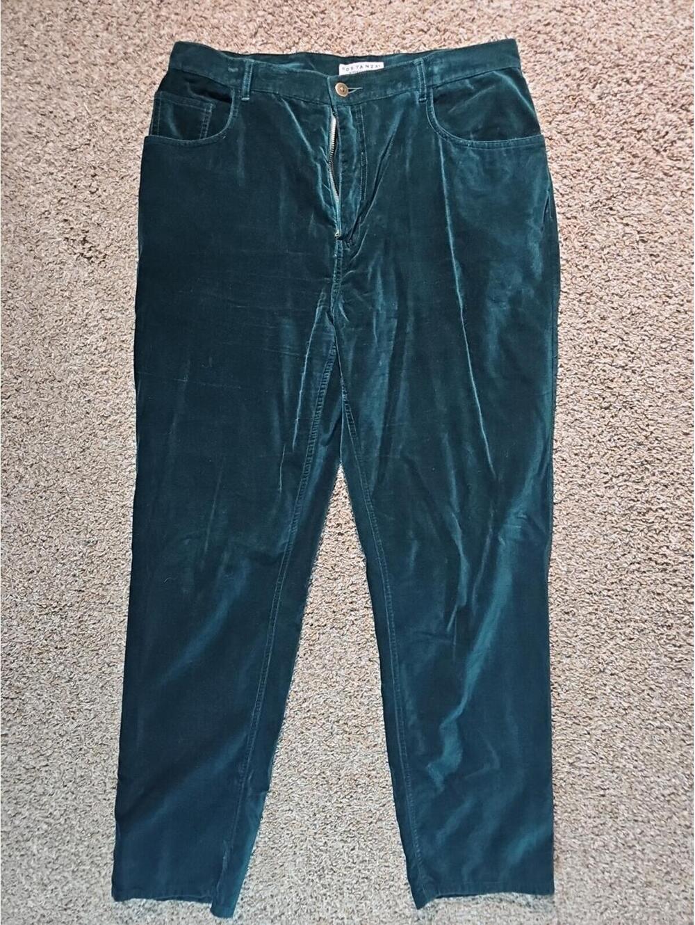 Sostanza Sz 14 Velvet Cotton Pants Green